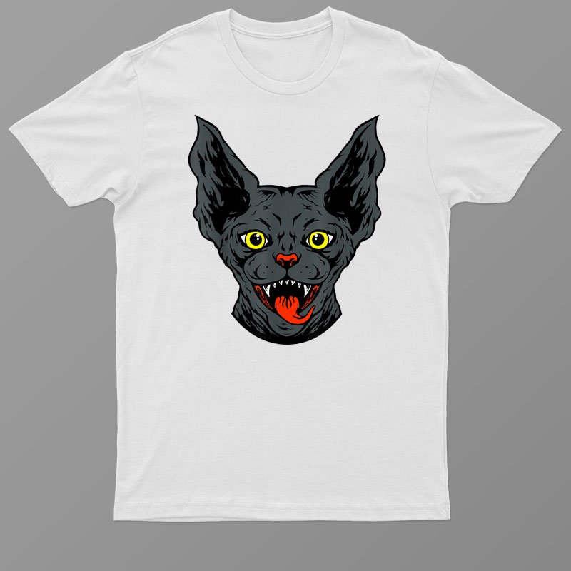 A Terrifying Cat With Yellow Eyes Sows Fear In Souls T-Shirt For Men & Women