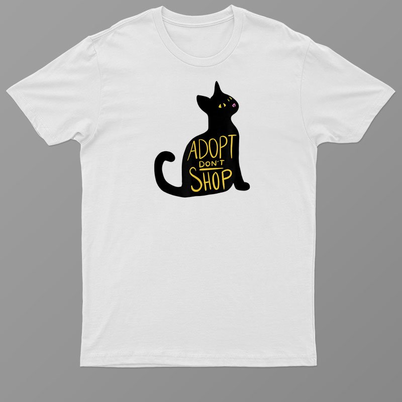 Adopt Dont Shop Black Cat Adoption Cat Rescue T-Shirt For Men & Women