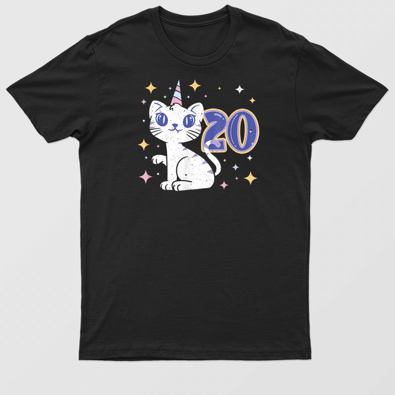 Age 20 Year Old Cute Animal Birth Born Kitten Kawaii Cat T-Shirt For Men & Women