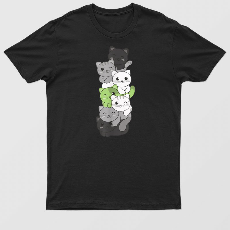 Agender Flag Non Binary Pride Lgbtq Cats Cute Agender Cat T-Shirt For Men & Women