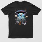 Aliens Abducting Cats Into Flying Ufo Saucer In Cosmic Space T-Shirt For Men & Women