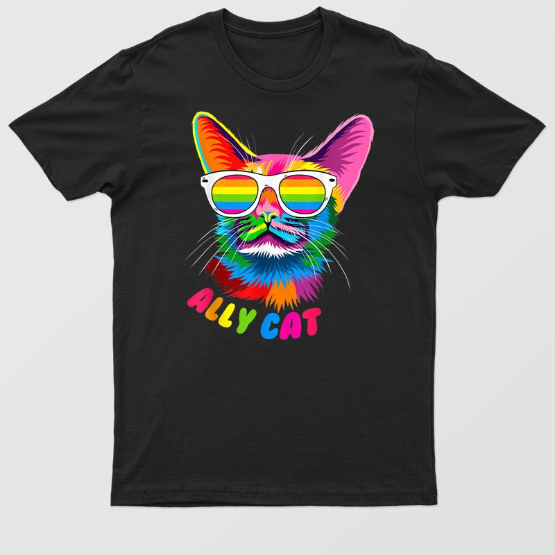 Ally Cat Purride Cat Pride Kitty Mom Gay Daddy Lesbian Lgbtq T-Shirt For Men & Women