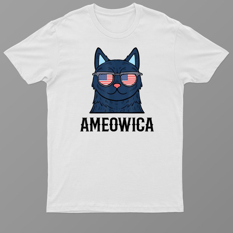 Ameowica Cat Mom Cat Lovers Cat Girlfriend Funny Cat T-Shirt For Men & Women
