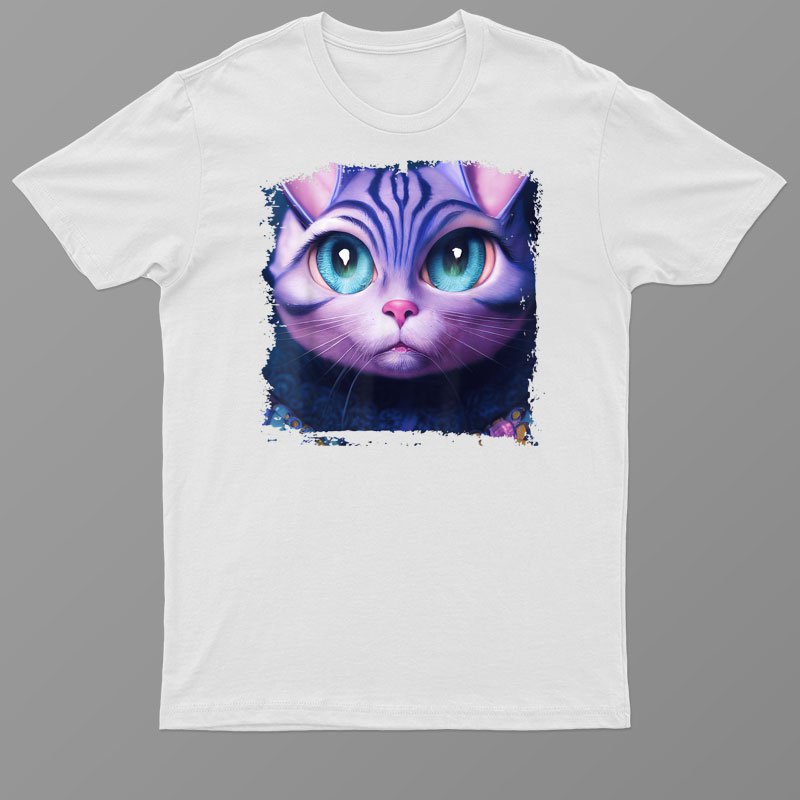 American Cheshire Cats With Blue Eyes Cartoon Occultism T-Shirt For Men & Women