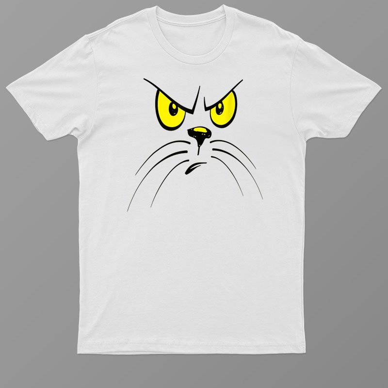 Angry Cat Face On T-Shirt For Men & Women