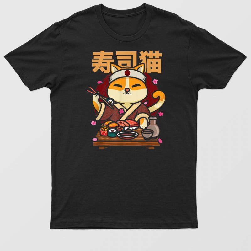 Animal Sushi Cat Lover Japanese Funny Cat Chef Food Lover T-Shirt For Men & Women