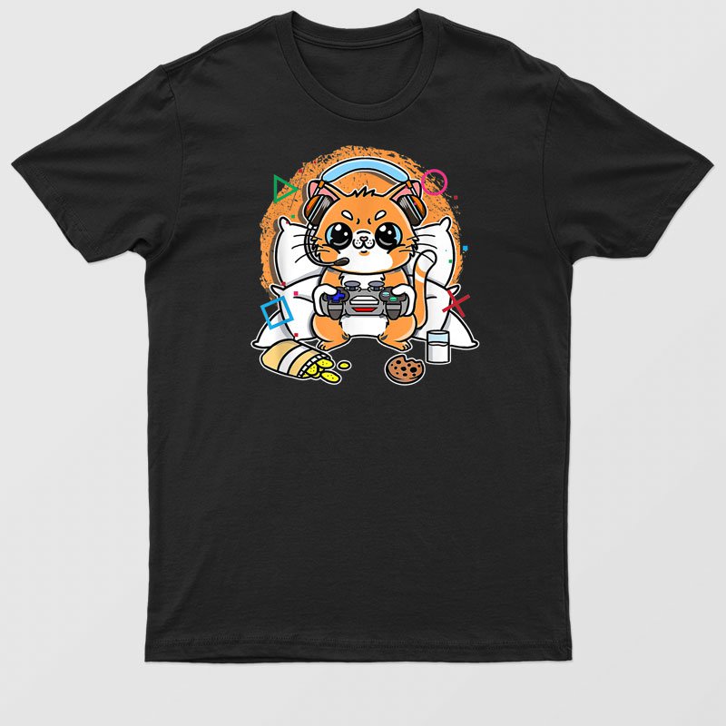 Anime Gamer Gaming Video Games Cat Lover Kawaii Neko Girls T-Shirt For Men & Women