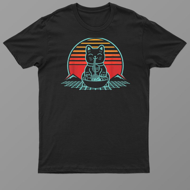 Anime Ramen Cat Retro Japanese Noodles Aesthetic Kawaii Gift Shirt For Men Women