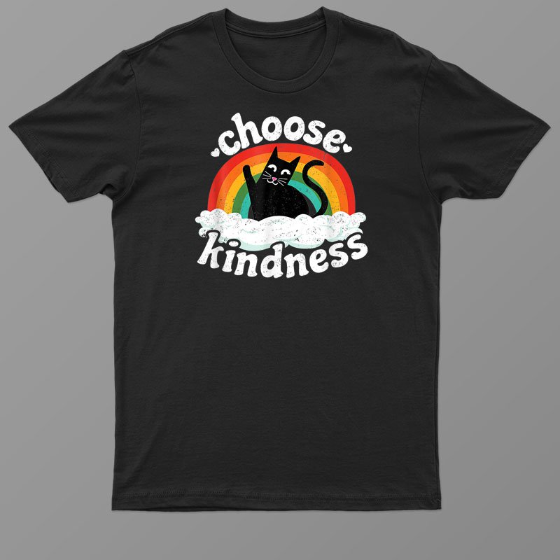 Anti Bullying Rainbow Peace Kind Hippie Cat Choose Kindness Shirt For Men Women