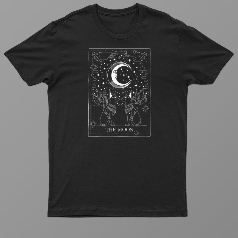 Arot Card Crescent Moon And Cat Graphic Gothic Halloween Shirt For Men Women