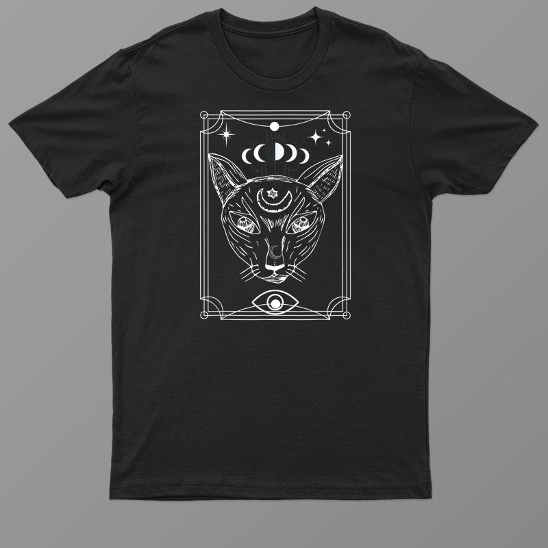 Arot Card Crescent Moon And Cat Shirt For Men Women