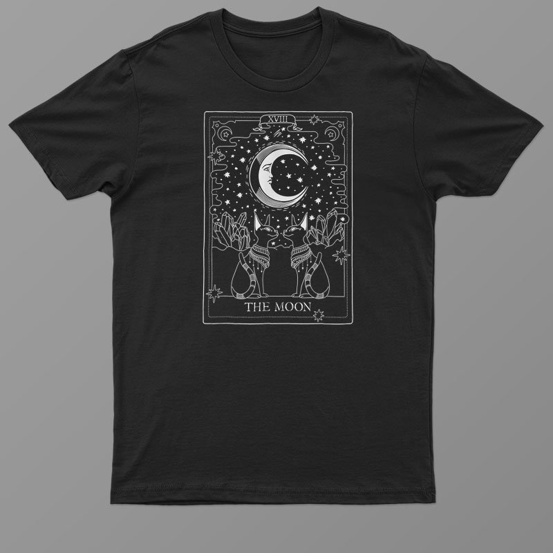 Arot Card Crescent Moon And Sphynx Cat Lover Occult Graphic Shirt For Men Women