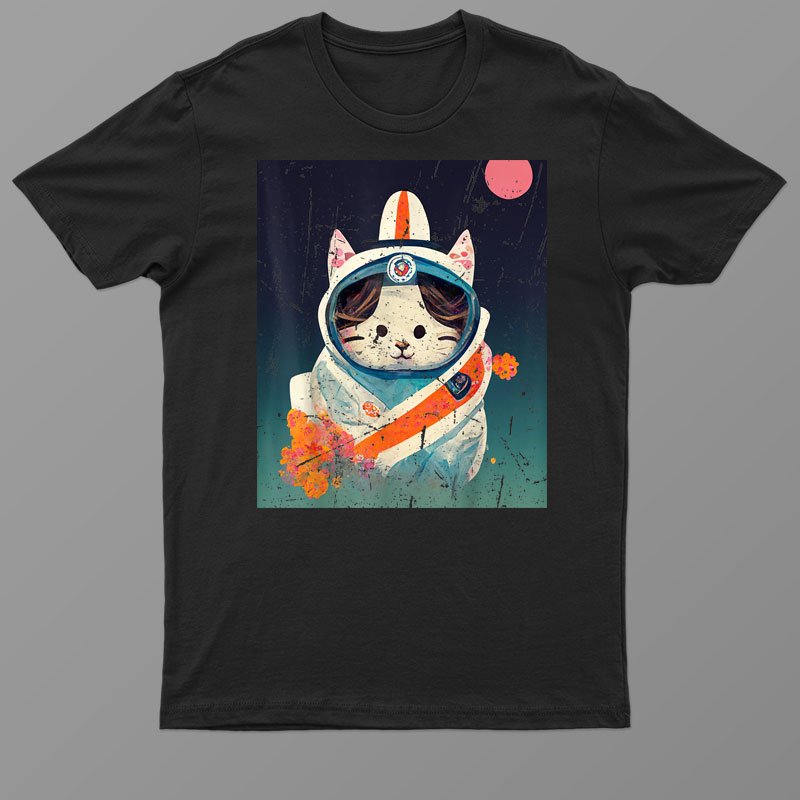 Astronaut Cute Kawaii Retro Cat Shirt For Men Women