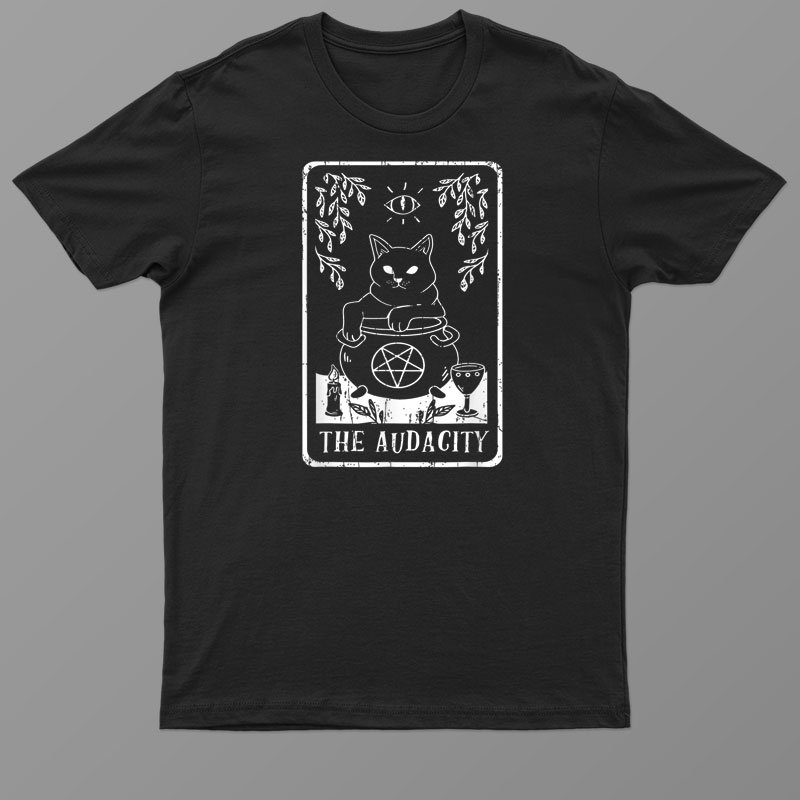 Audacity Witch Cat Arot Card Pagan Goblincore Goth Occult Shirt For Men Women