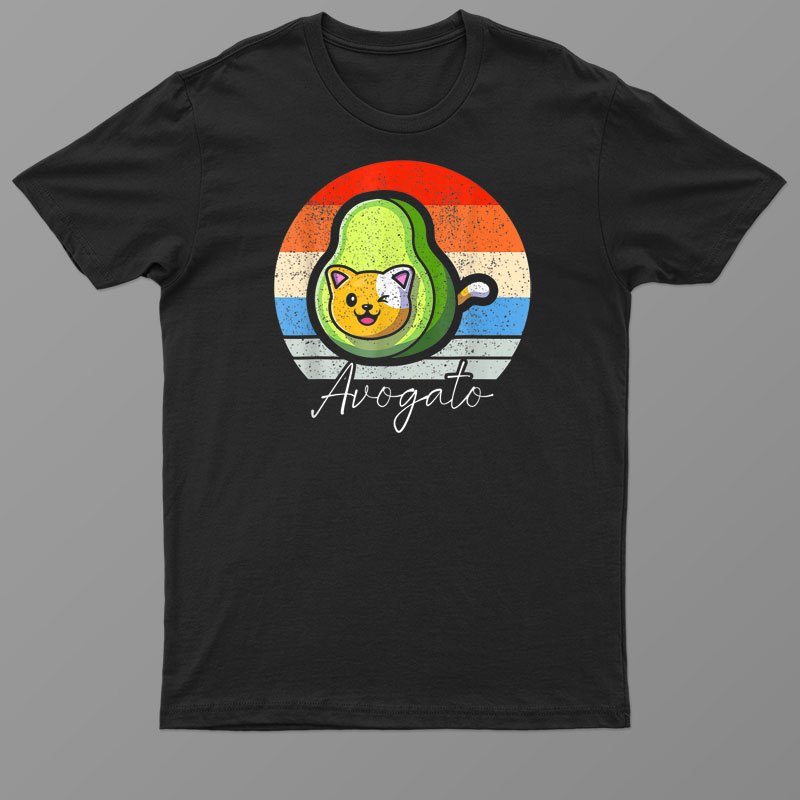 Avagato Funny Cut Cat Avogato Avocado Avocato Retro Vintaige Shirt For Men Women