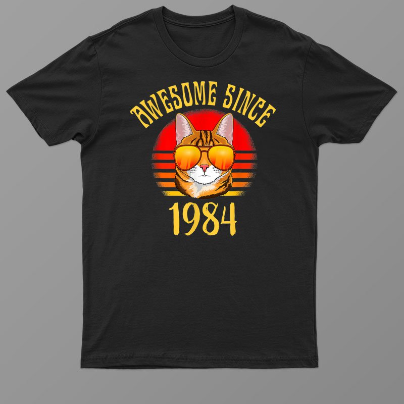 Awesome Since 1984 38th Birthday Gifts Cat Lovers Shirt For Men Women