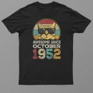 Awesome Since October 1952 70th Birthday Gifts Cat Lovers Shirt For Men Women