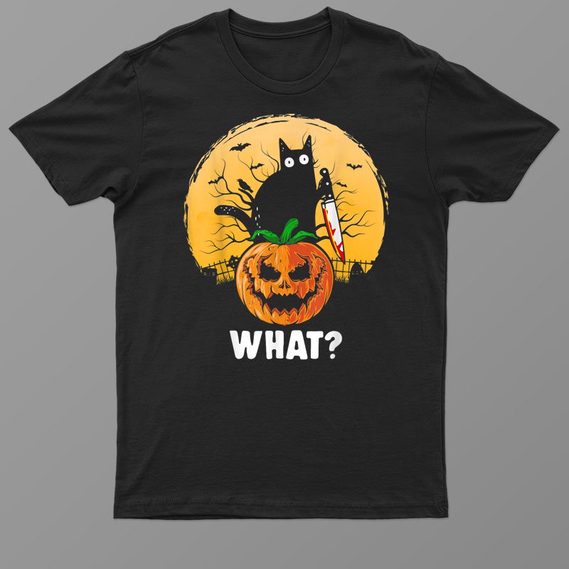 Black Cat Moon Scary Pumpkin Funny Halloween Costume Shirt
