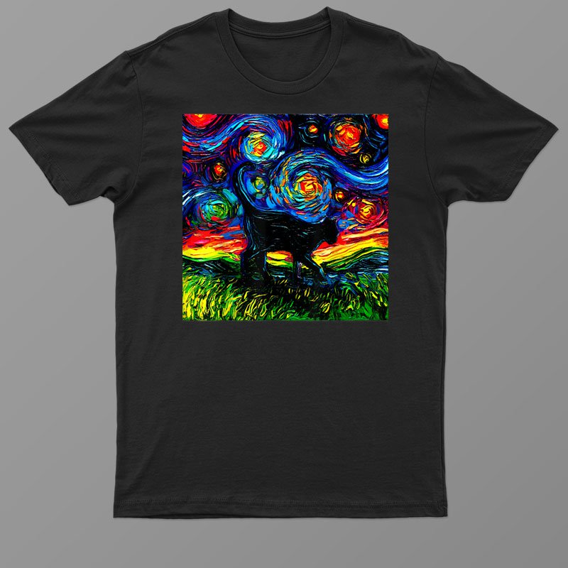 Black Cat Night 4 Van Gogh Cat Gift Cat Shirt