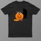 Black Cat Playing With Jack O Lantern Pumpkin Halloween Shirt