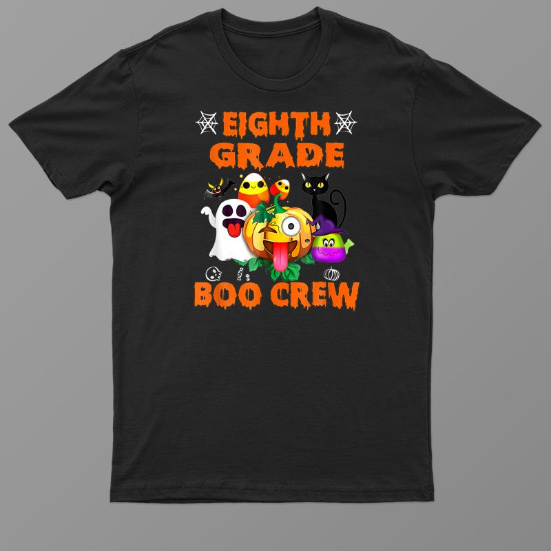 Black Cat Pumpkin Candy Ghost Seventh Grade Boo Crew Shirt