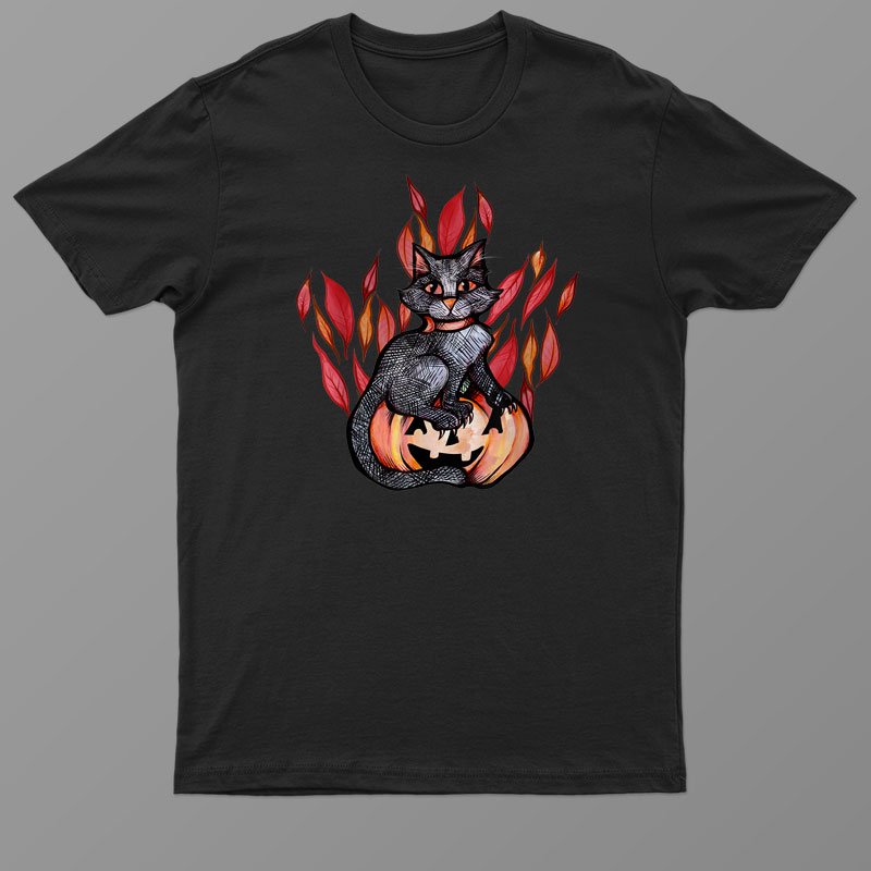 Black Cat Pumpkin Jack O Lantern Shirt