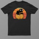 Black Cat Pumpkin Retro Halloween Cat Lover Shirt