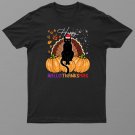 Black Cat Santa Hat Happy Hallothanksmas Pumpkin Season Shirt