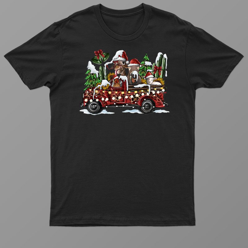 Christmas Farm Cow Christmas Cow With Xmas Hat Shirt For Men - Women