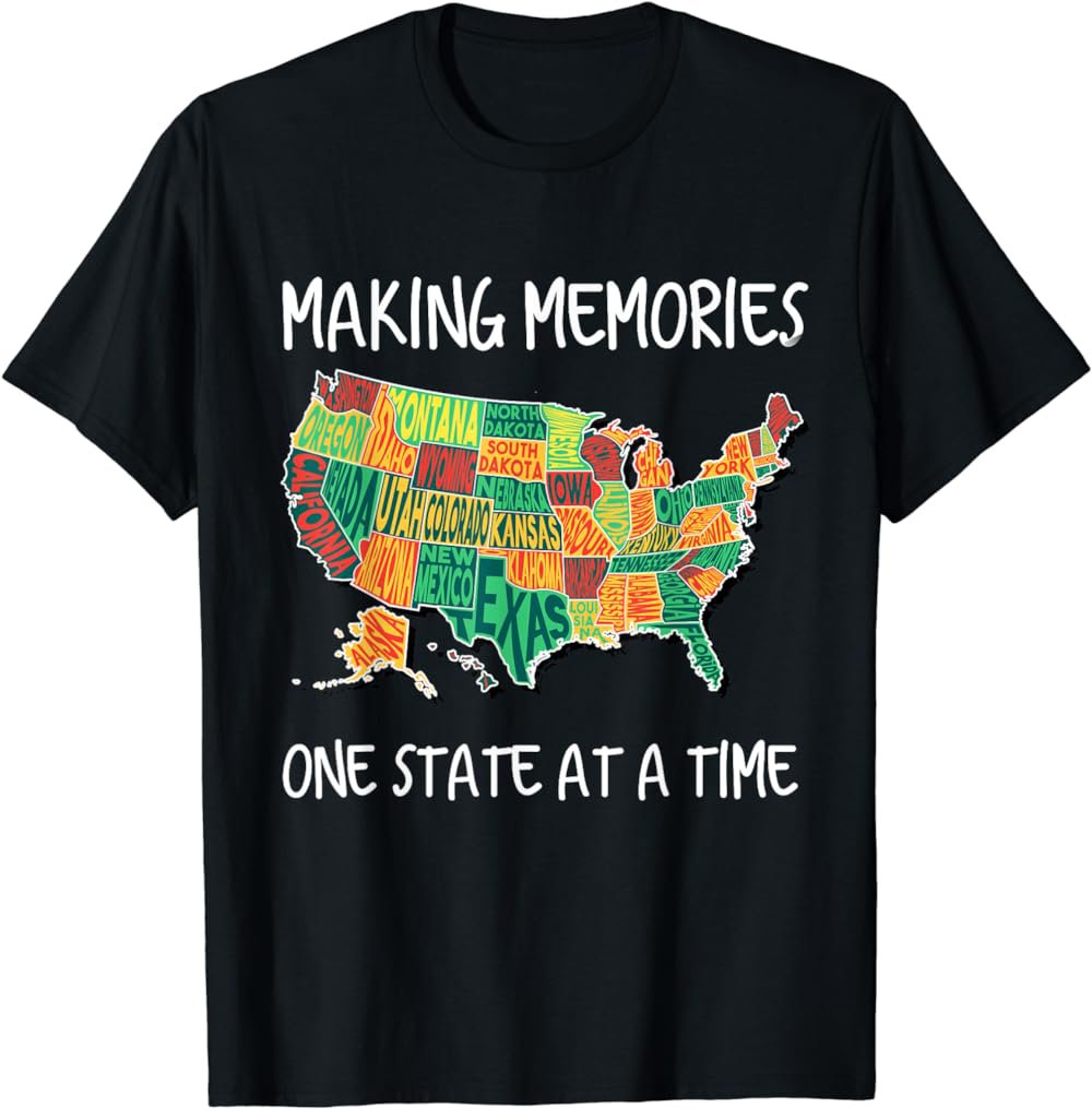 USA Travel Gift Visit 50 States Map T-Shirt