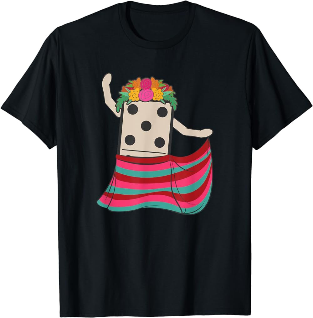 Mexican Train Dominoes Funny Shirt Dancer With Flowers