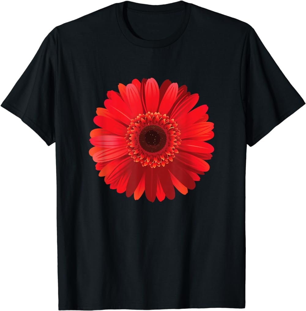 Red Gerbera Daisy Flower T-Shirt