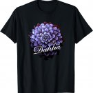 Purple Flower Dahlia Painting Floral Art T-Shirt