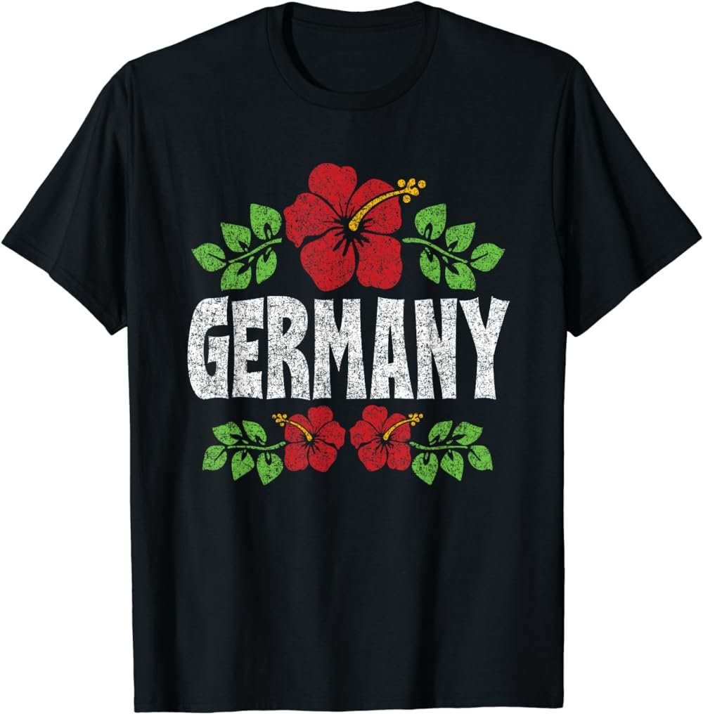 Germany Flowers Distressed Color Print T-Shirt