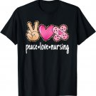 Peace Love Nursing Leopard Print Cute Nurse T-Shirt