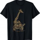 Turtle Riding Tee Zoo Keeper Gift Vintage Giraffe T-Shirt