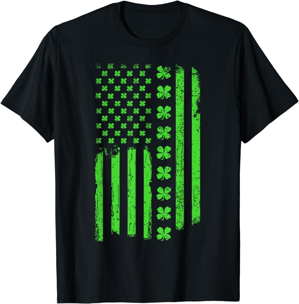 Irish American Shamrock Flag St Patricks Paddy Patty Day T-Shirt