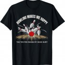 Ten 10 Pin Makes My Head Hurt Short Sleeve Bowling T Shirt