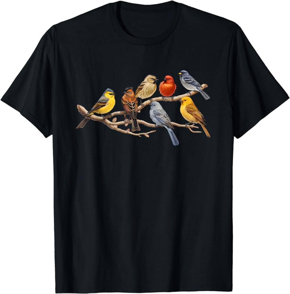 Backyard Bird Watching Watcher Birder Birds on a Branch T-Shirt