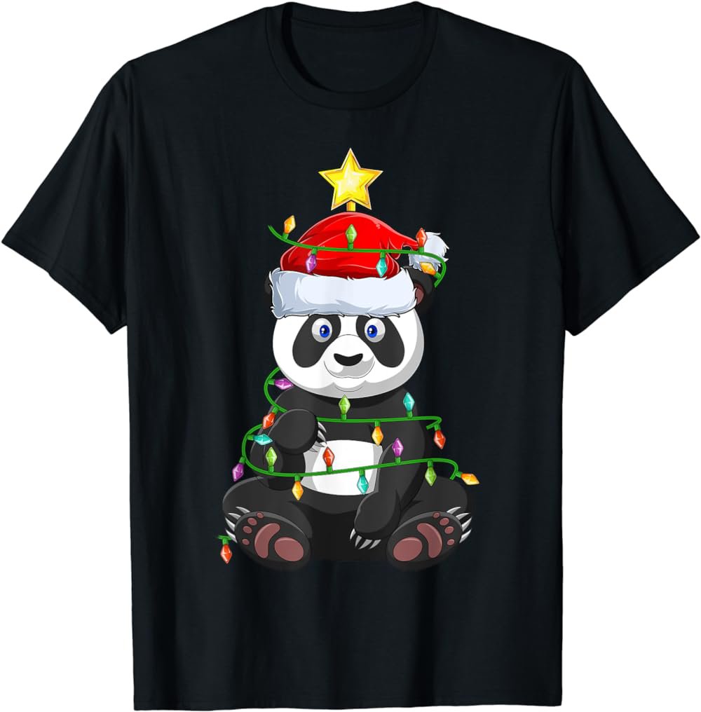 Panda Xmas Tree Lighting Santa Panda Christmas T-Shirt