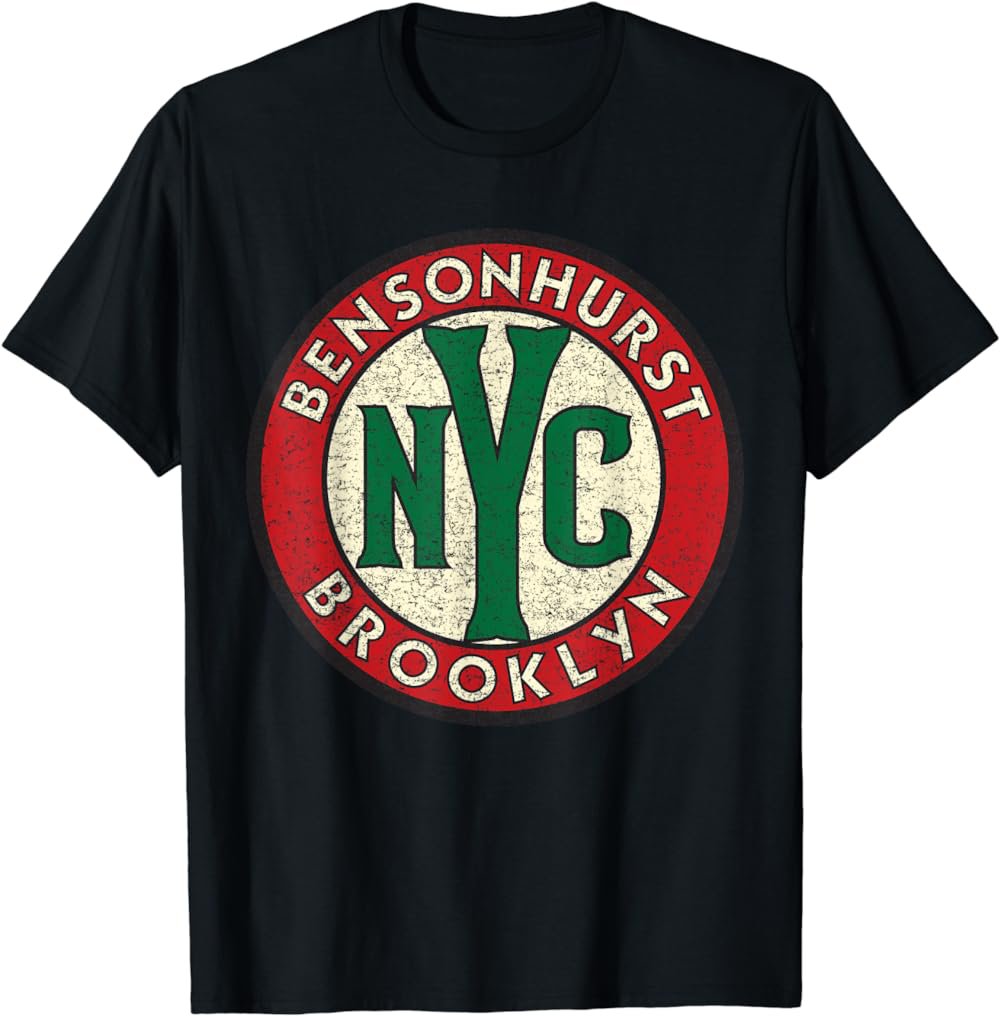 Bensonhurst Brooklyn NYC Vintage Road Sign Distressed Print T-Shirt