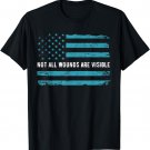 PTSD Awareness US Flag in Teal Color T Shirt Warrior Gift