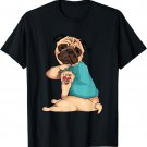 Father's Day gift funny dog Pug i love Dad tattoo T-Shirt