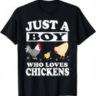 Just A Boy Who Loves Chickens Farm Chicken Gift T-Shirt