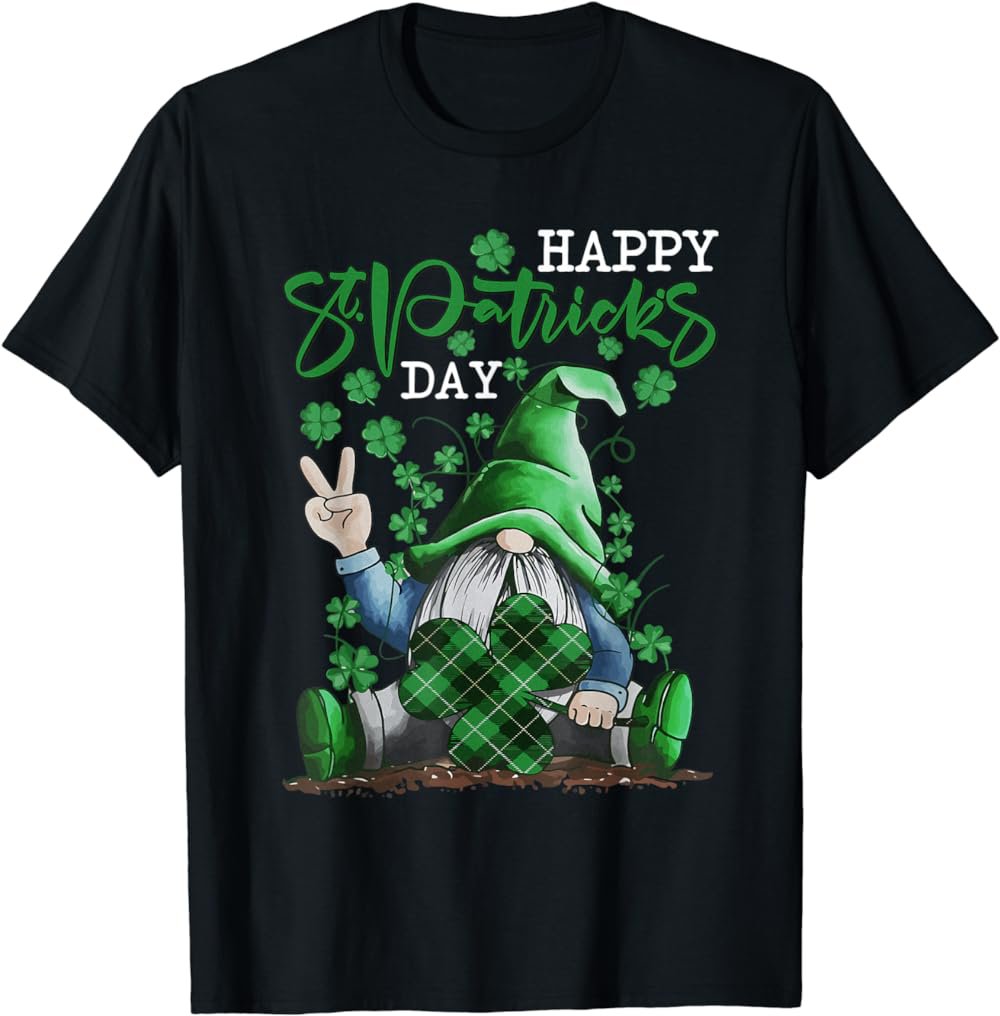 LOVE Gnomes Irish Shamrock Lucky St Patrick's Day Boys Girls T-Shirt
