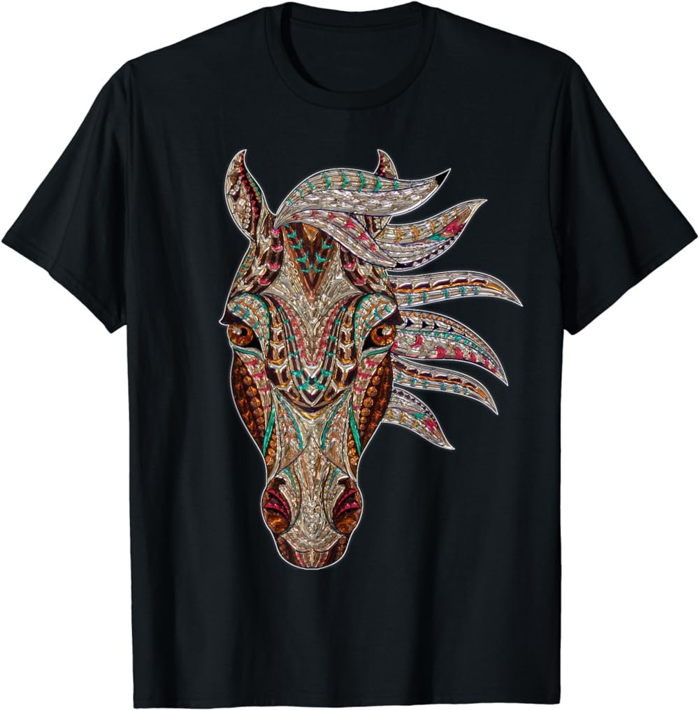 Horse Tribal Abstract Art Native American Geometric Horse T-Shirt