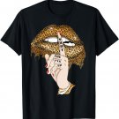 Shut The Fuck Up Cool Leopard Lips Mouth For Women Funny T-Shirt