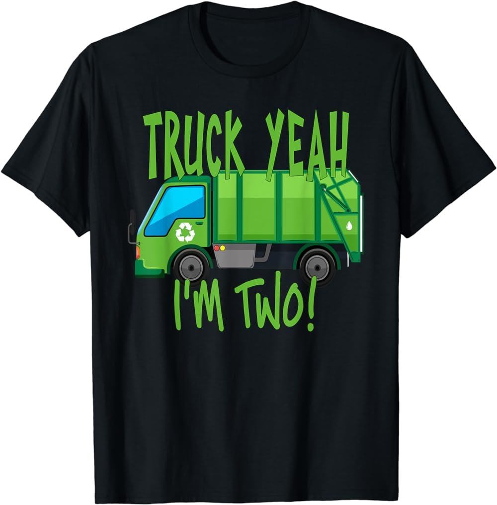 Truck Yeah, I'm Two Garbage Truck for 2 Year Birthday T-Shirt