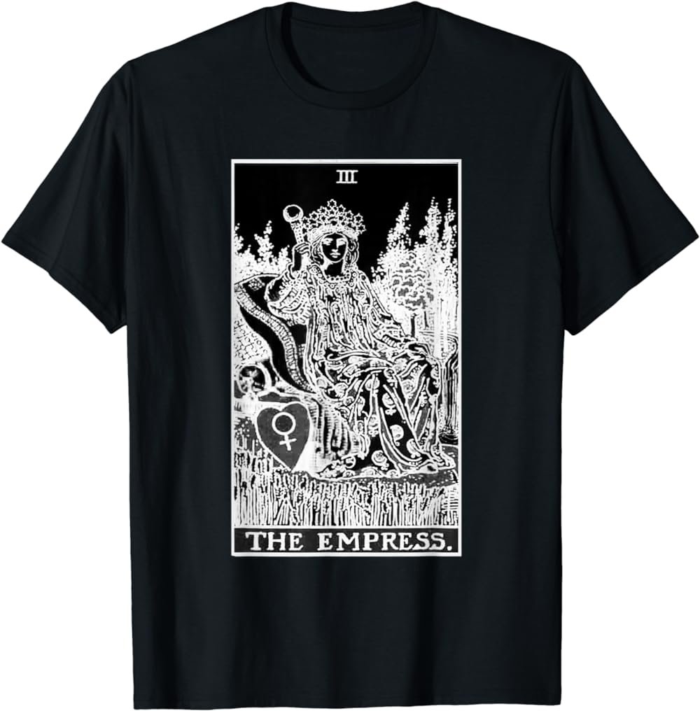 The Empress Tarot Card III Black And White - Card Number 3 T-Shirt