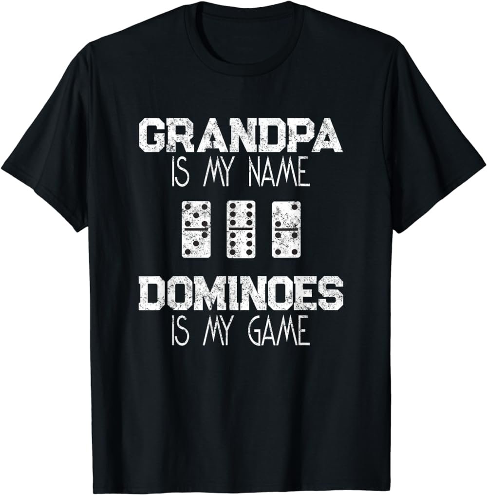 Vintage Double Six Dominoes Game Themed Domino Grandpa Gift T-Shirt